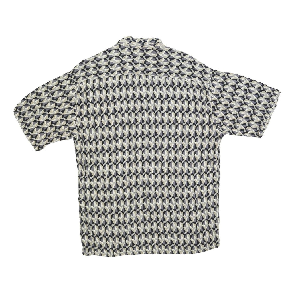 CAMPIA Mens Black & Beige Pattern Shirt L Cotton Blend Short Sleeve Casual