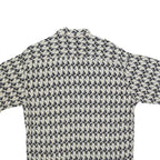 CAMPIA Mens Black & Beige Pattern Shirt L Cotton Blend Short Sleeve Casual