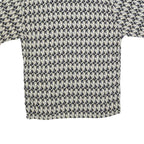 CAMPIA Mens Black & Beige Pattern Shirt L Cotton Blend Short Sleeve Casual