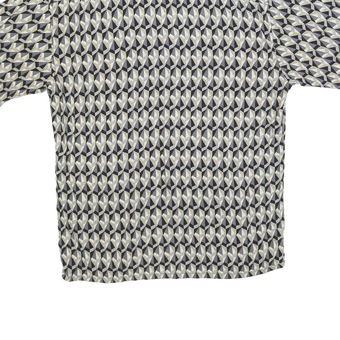 CAMPIA Mens Black & Beige Pattern Shirt L Cotton Blend Short Sleeve Casual