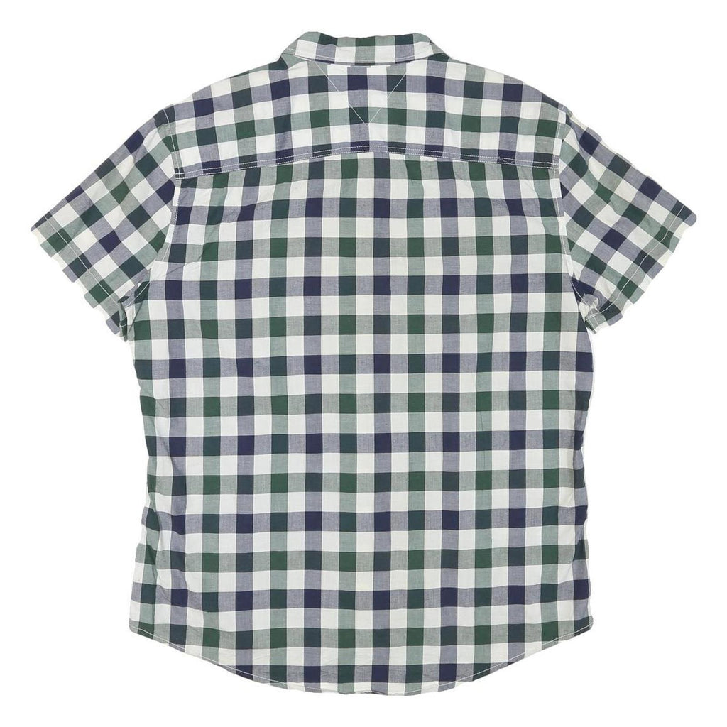 TOMMY HILFIGER Mens Blue & Green Check Shirt XL Casual Cotton Blend Summer Style