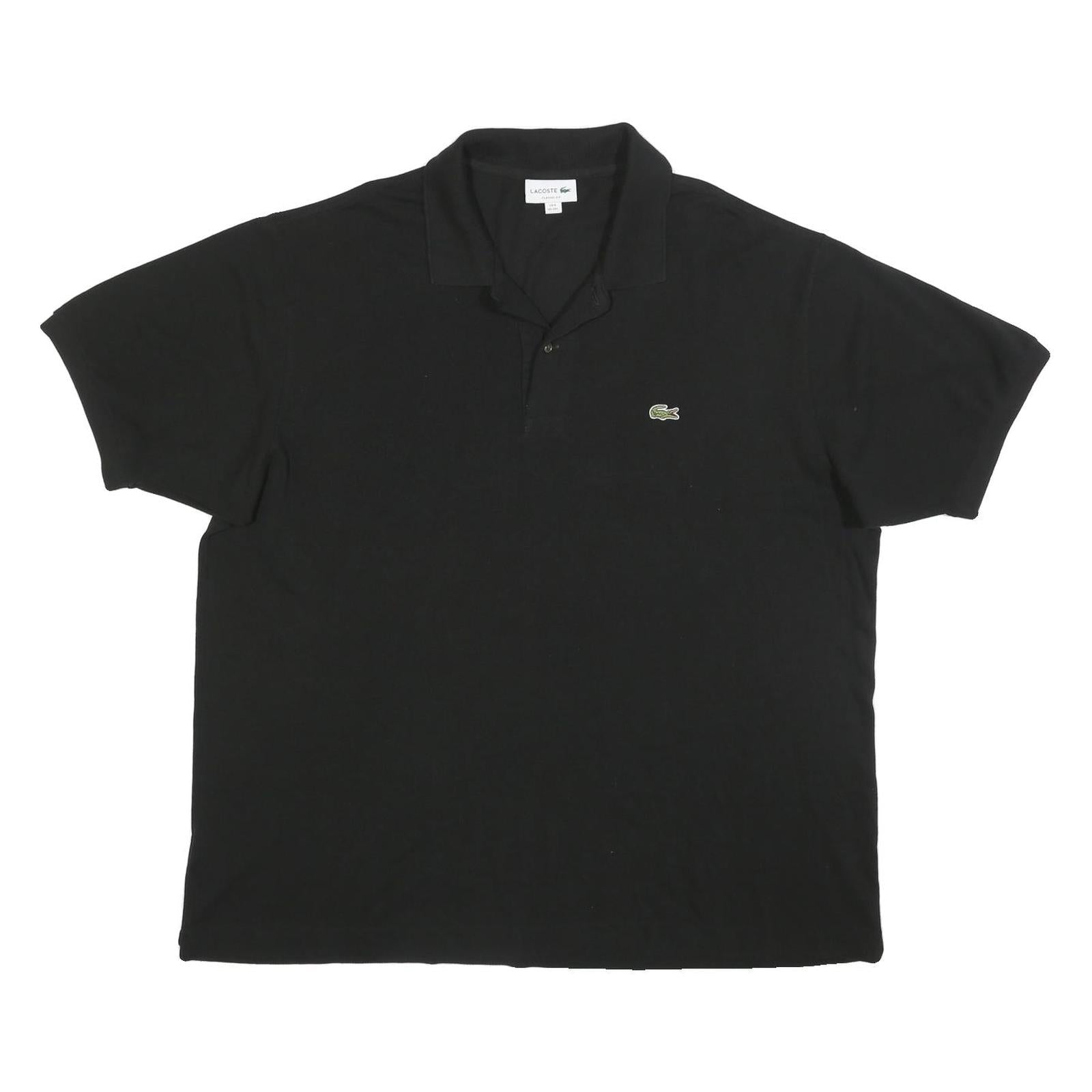 LACOSTE Mens Black Short Sleeve Plain XL Cotton Polo Shirt Classic Casual