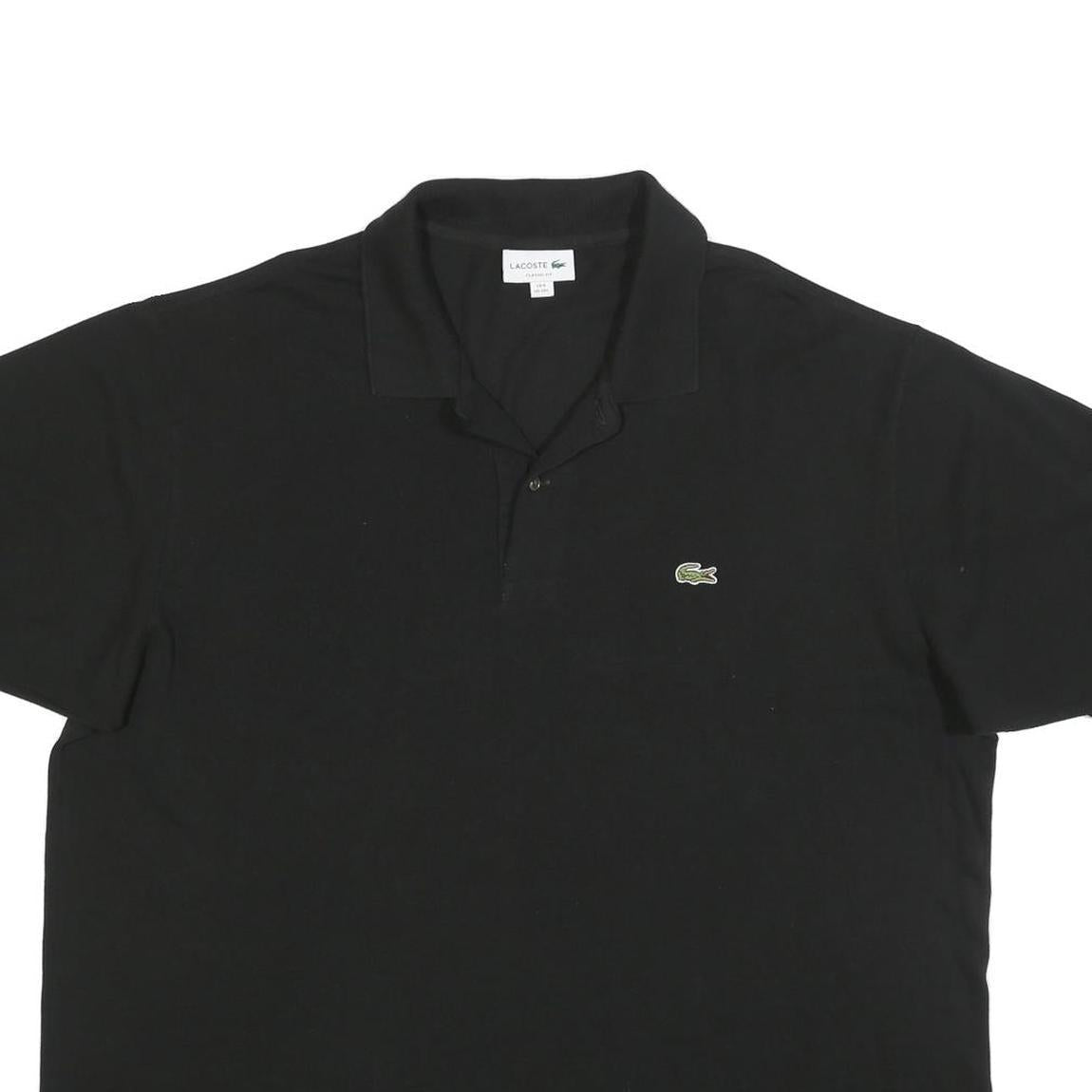 LACOSTE Mens Black Short Sleeve Plain XL Cotton Polo Shirt Classic Casual