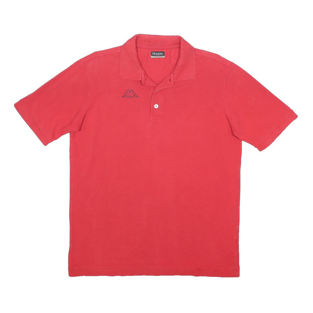 KAPPA Mens Red Polo Shirt Short Sleeve Plain L Cotton Jersey Casual Button