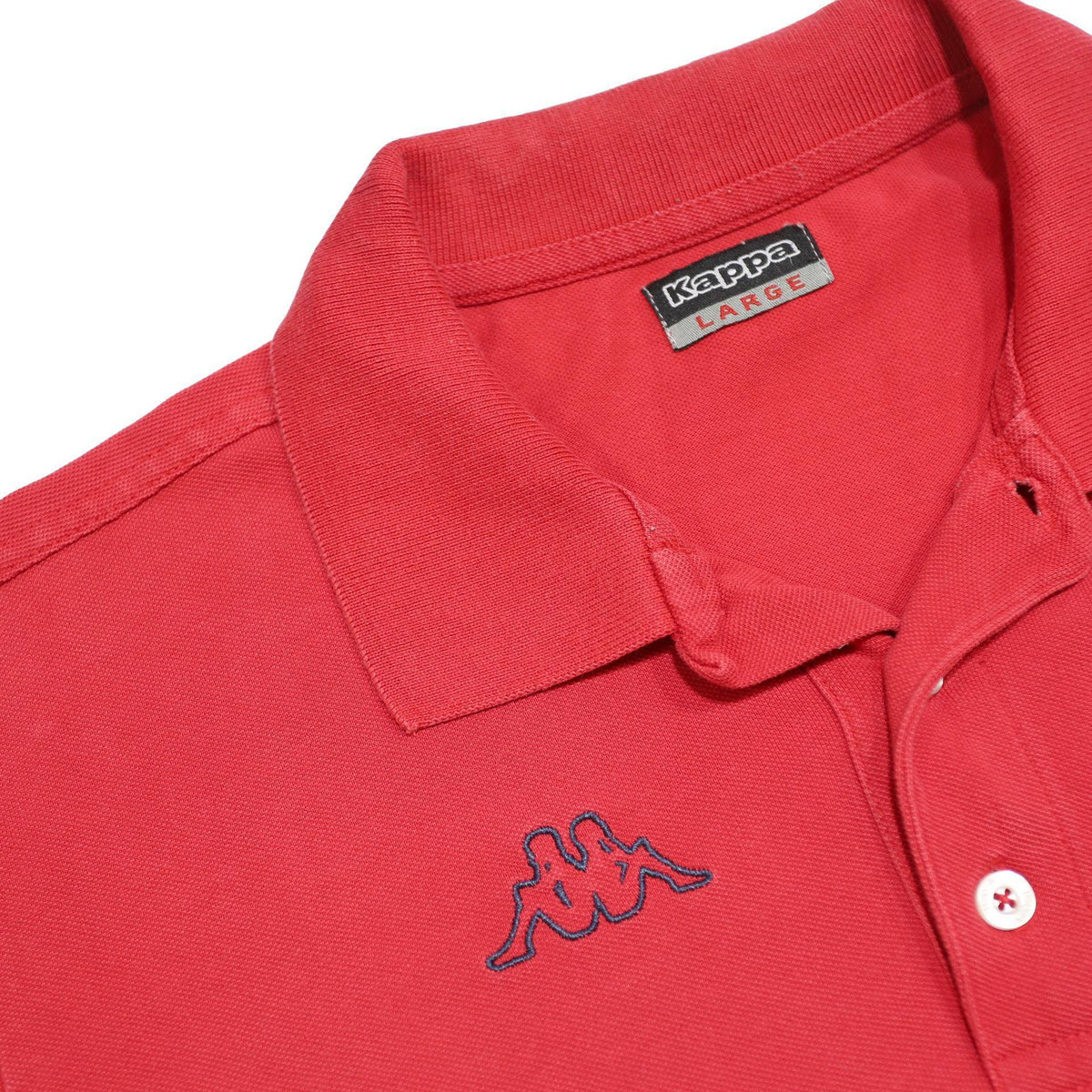 KAPPA Mens Red Polo Shirt Short Sleeve Plain L Cotton Jersey Casual Button