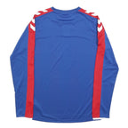 HUMMEL Mens Blue & Red Graphic T-Shirt S Long Sleeve Round Neck Sportswear