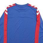 HUMMEL Mens Blue & Red Graphic T-Shirt S Long Sleeve Round Neck Sportswear