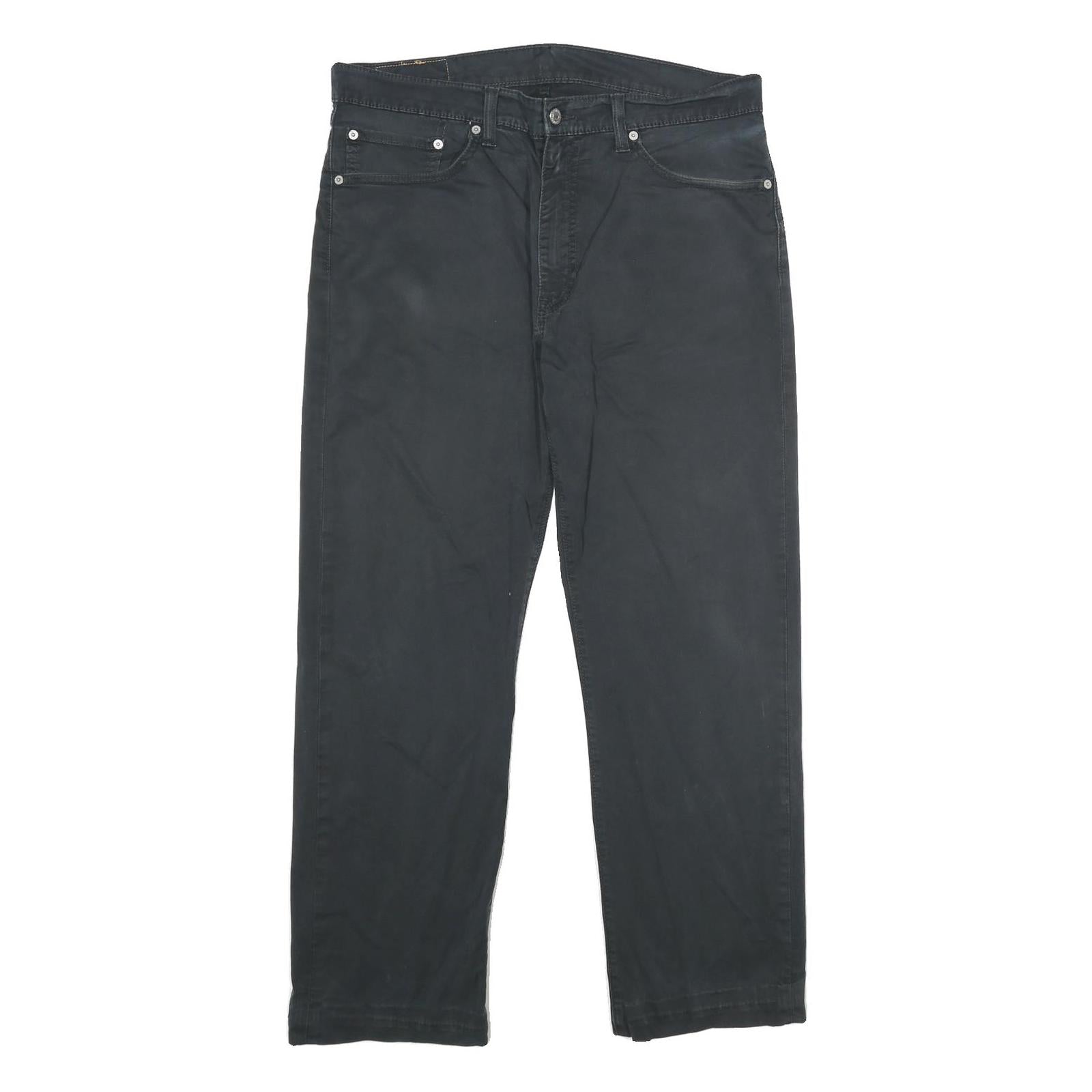 LEVI'S Mens Cotton Blend Black Regular Straight Trousers W36 L29 Classic Zip