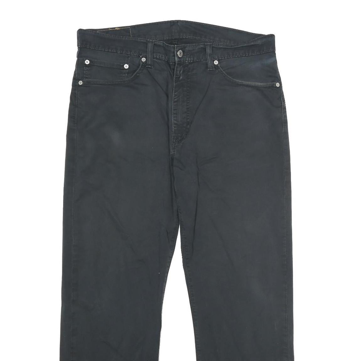 LEVI'S Mens Cotton Blend Black Regular Straight Trousers W36 L29 Classic Zip