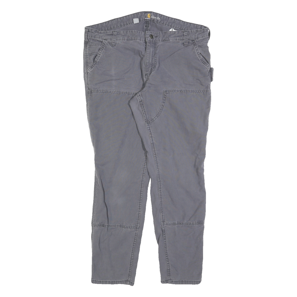 CARHARTT Womens Cotton Grey Slim Slim Fit Straight Leg Trousers W36 L30 Workwear