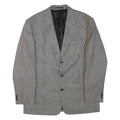 Mens Blazer Jacket Black Wool Geometric XL