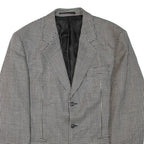 Mens Blazer Jacket Black Wool Geometric XL