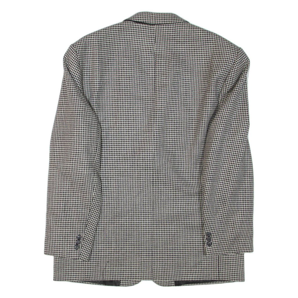 Mens Blazer Jacket Black Wool Geometric XL