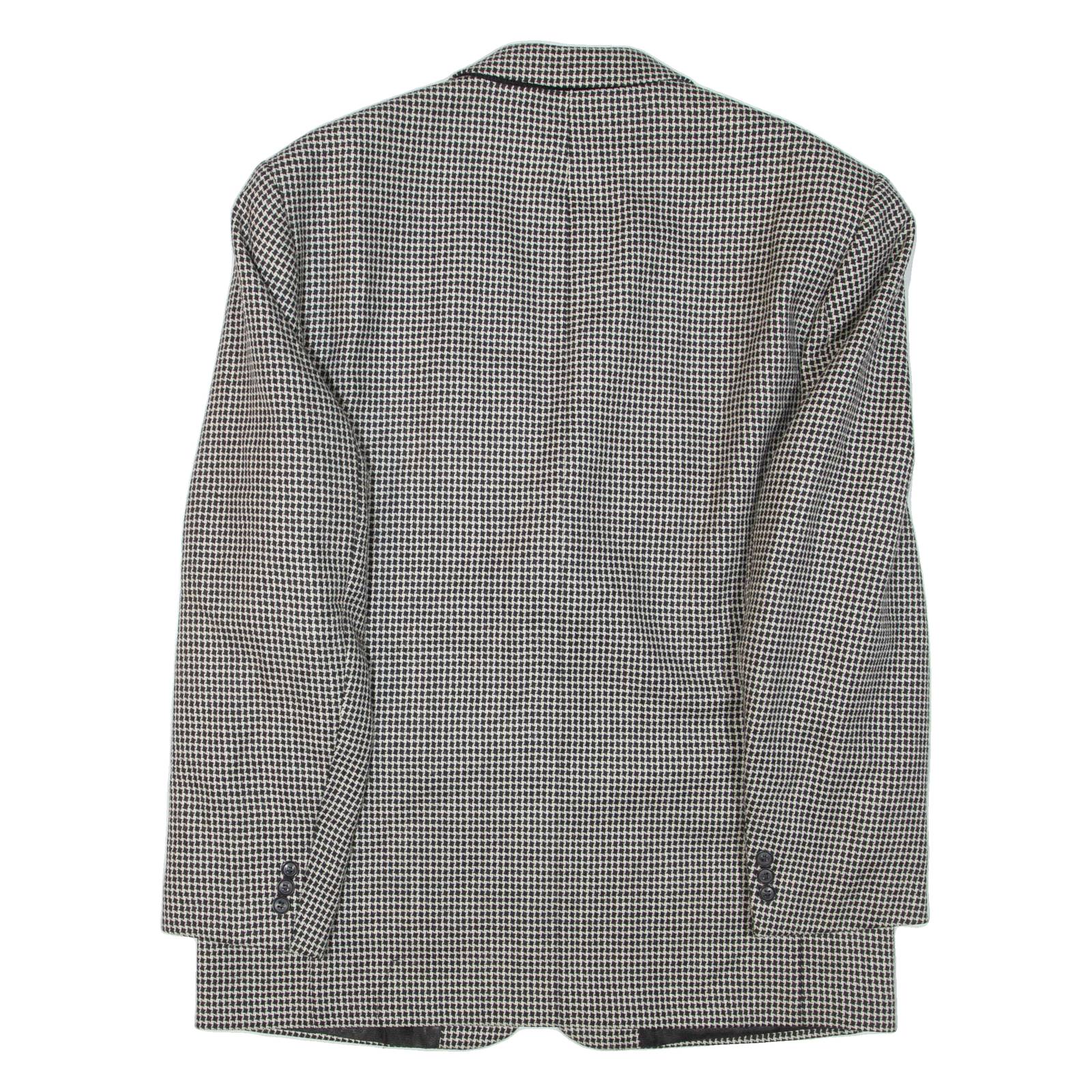Mens Blazer Jacket Black Wool Geometric XL