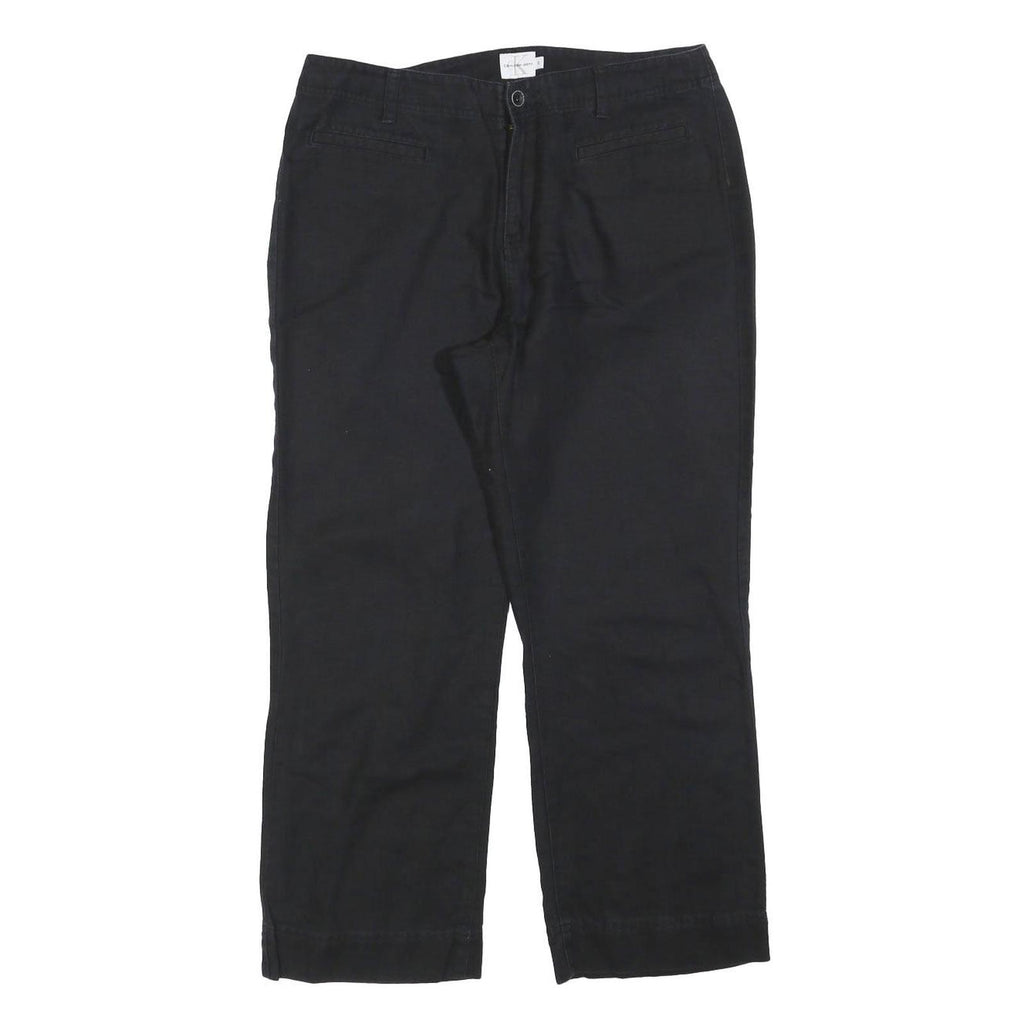 CALVIN KLEIN JEANS Womens Relaxed Black Cotton Blend Trousers W32 L26