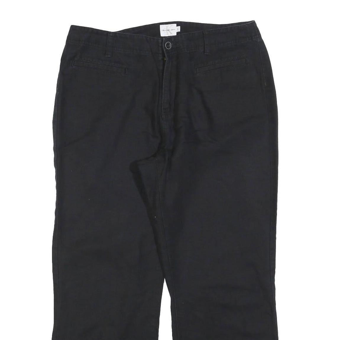CALVIN KLEIN JEANS Womens Relaxed Black Cotton Blend Trousers W32 L26