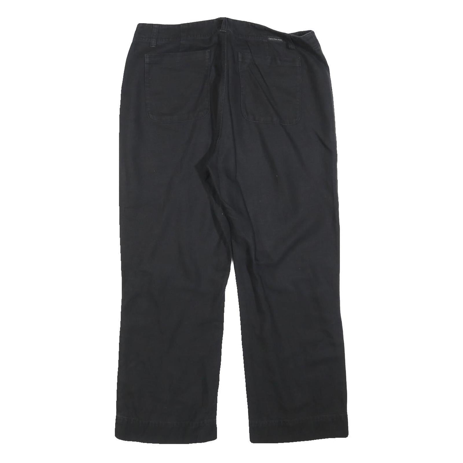 CALVIN KLEIN JEANS Womens Relaxed Black Cotton Blend Trousers W32 L26