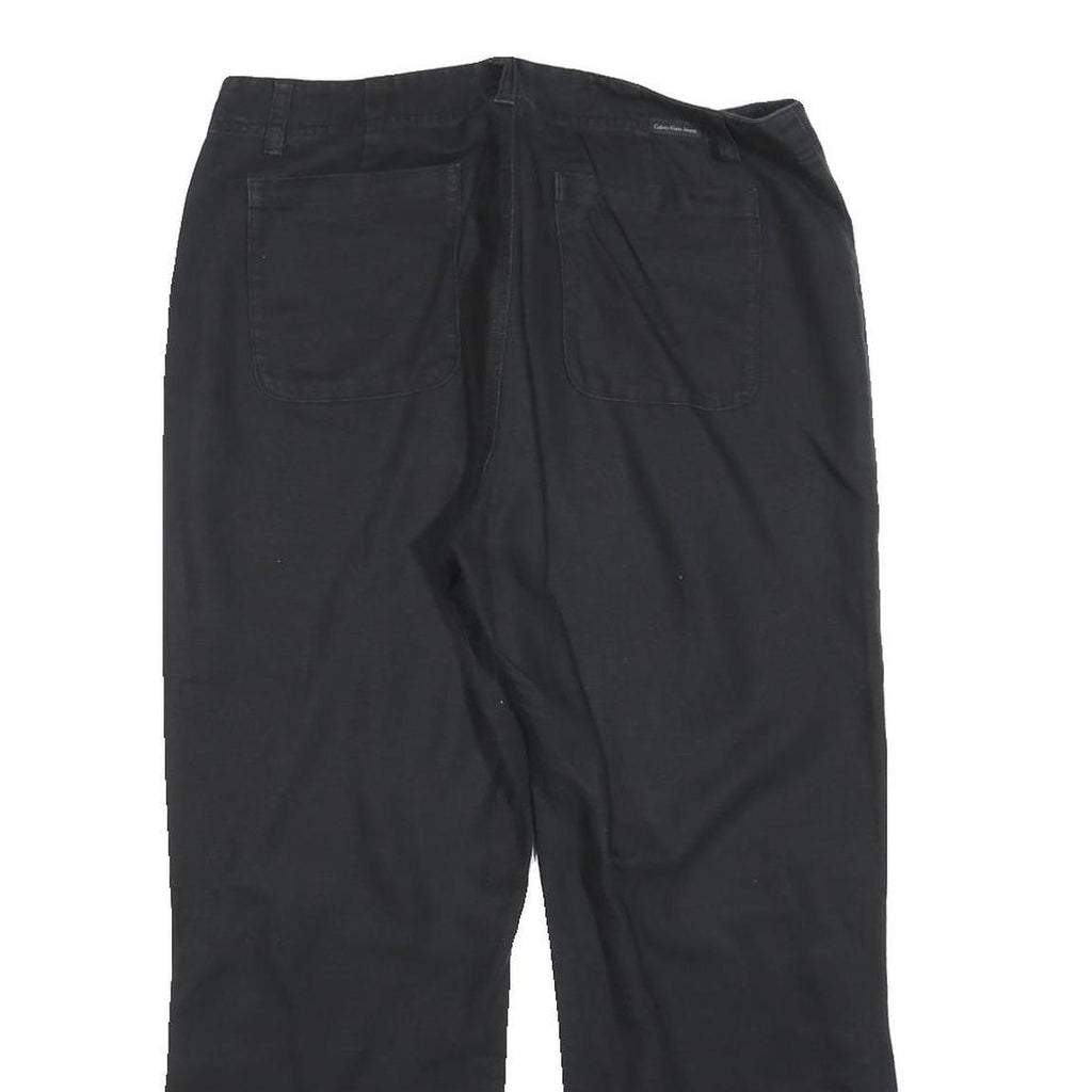 CALVIN KLEIN JEANS Womens Relaxed Black Cotton Blend Trousers W32 L26