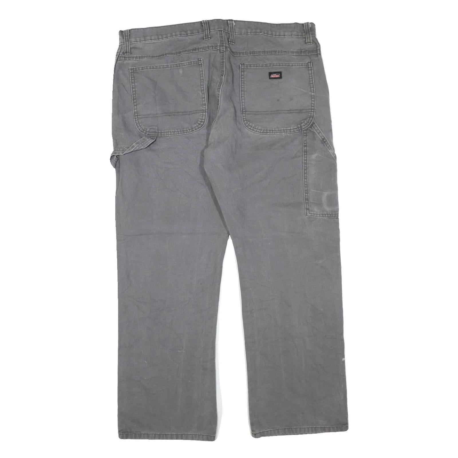 DICKIES Mens Regular Fit Grey Denim Jeans W40 L30 Workwear Zip Closure