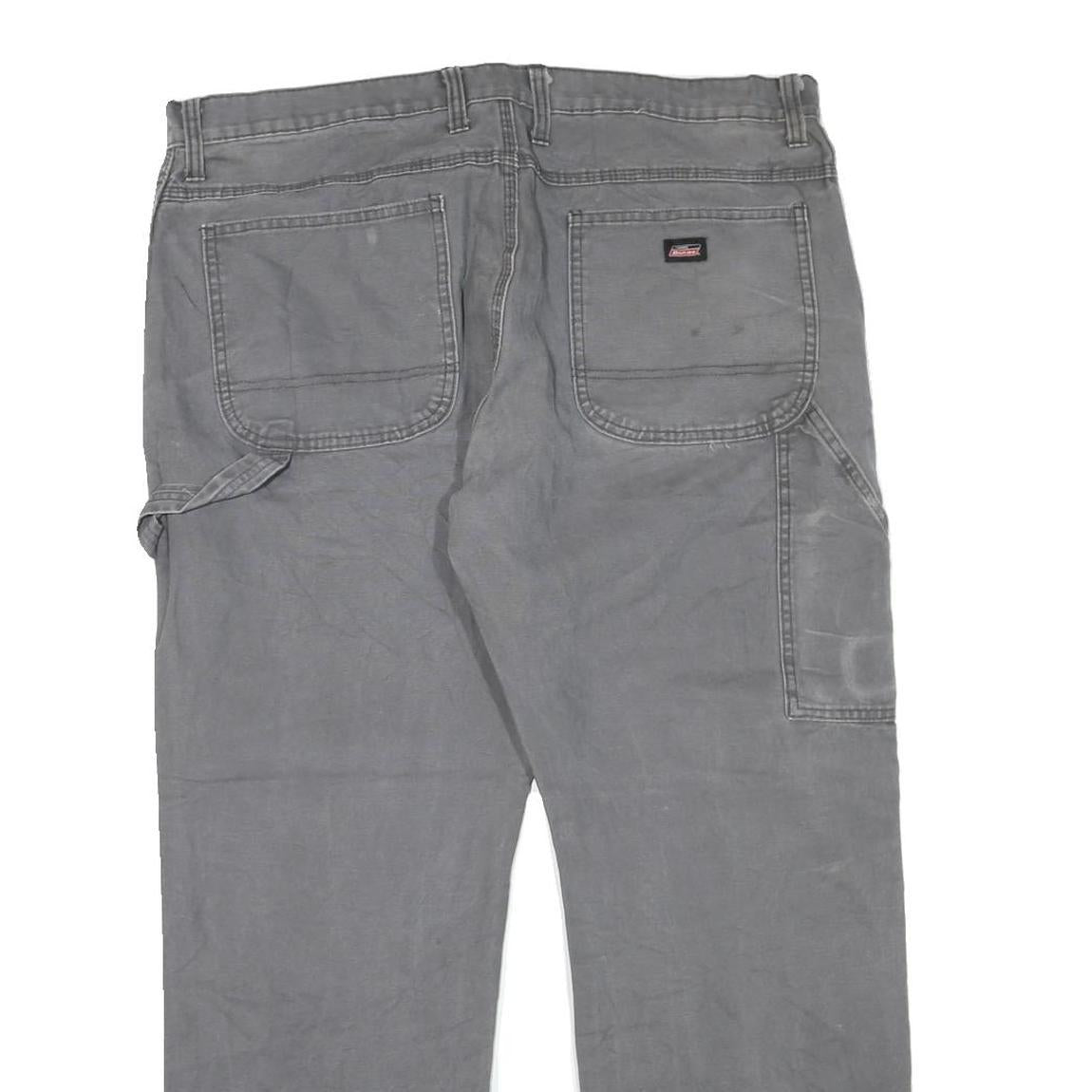 DICKIES Mens Regular Fit Grey Denim Jeans W40 L30 Workwear Zip Closure