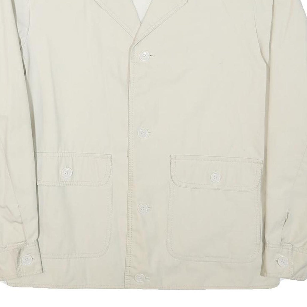 TORERO Mens Cream Button Cotton Blend Jacket M Classic Plain Casual Lightweight