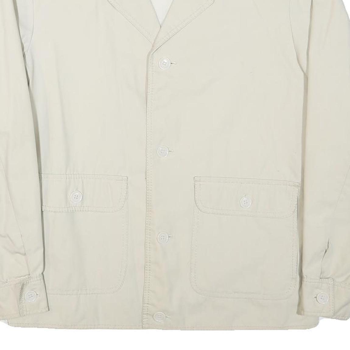TORERO Mens Cream Button Cotton Blend Jacket M Classic Plain Casual Lightweight