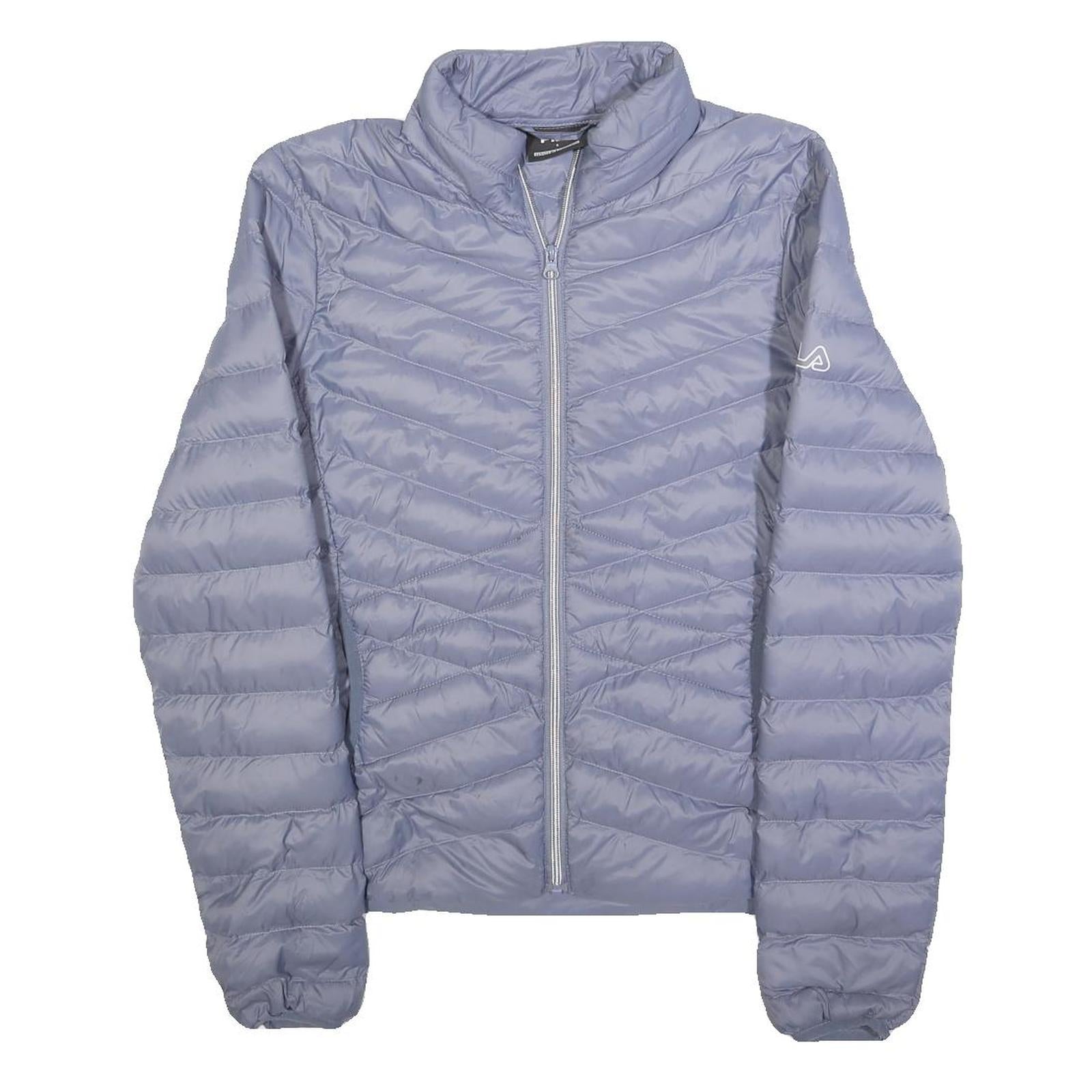 FILA Womens Blue Light Blue Puffer Jacket S Polyester Zip Outdoor Casual