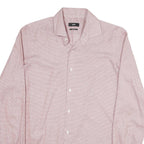 BOSS Mens Red Plain Regular Fit Shirt M Button Collar Cotton Blend Formal