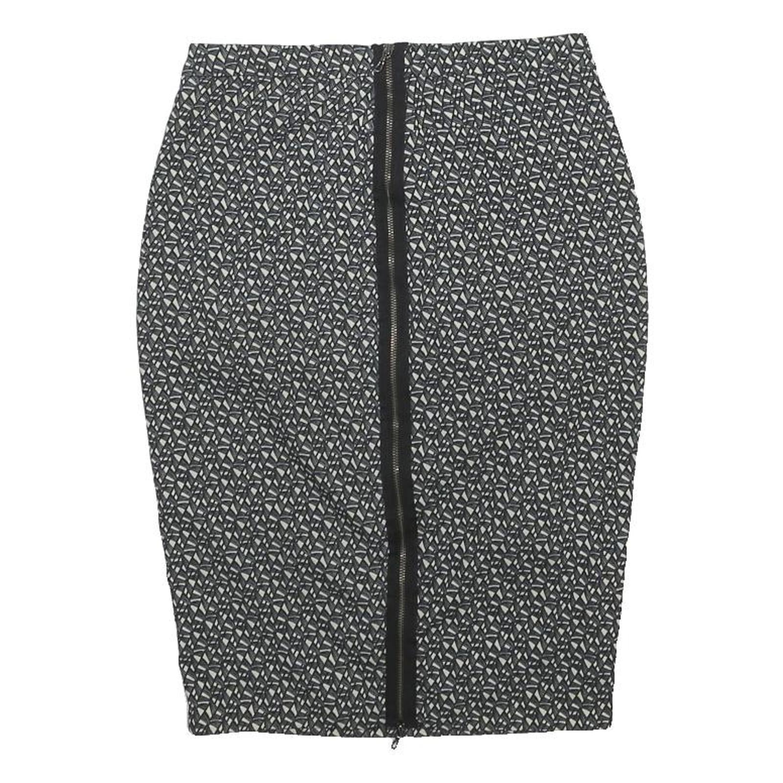 MASSIMO DUTTI Womens Black White Geometric Pencil Knee Length Woven Skirt S