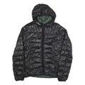 TOMMY HILFIGER Mens Black & Green Puffer Jacket S Nylon Hooded Zip