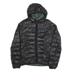 TOMMY HILFIGER Mens Black & Green Puffer Jacket S Nylon Hooded Zip