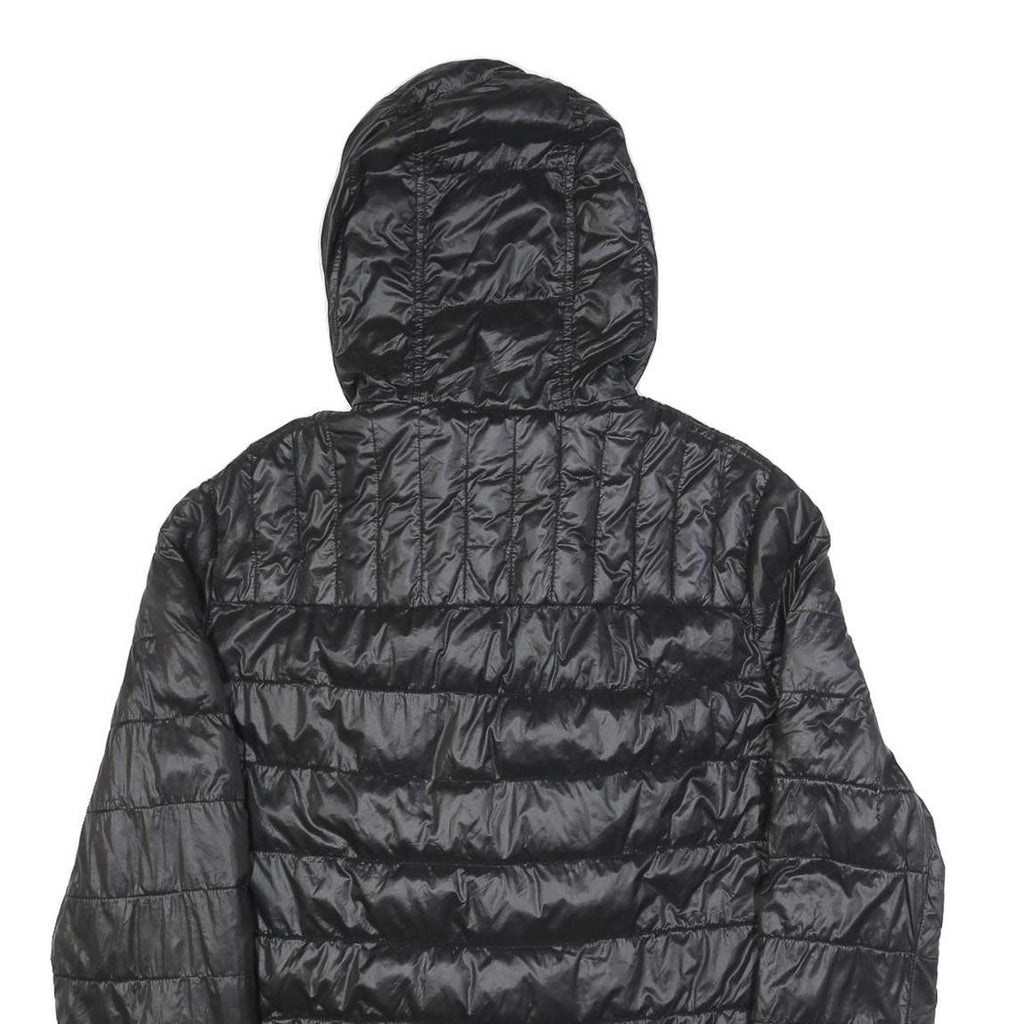 TOMMY HILFIGER Mens Black & Green Puffer Jacket S Nylon Hooded Zip