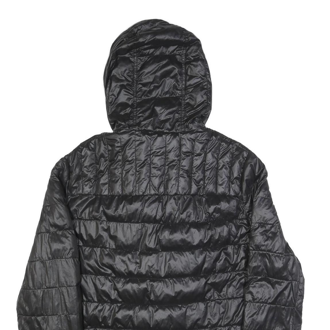 TOMMY HILFIGER Mens Black & Green Puffer Jacket S Nylon Hooded Zip