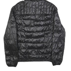 TOMMY HILFIGER Mens Black & Green Puffer Jacket S Nylon Hooded Zip