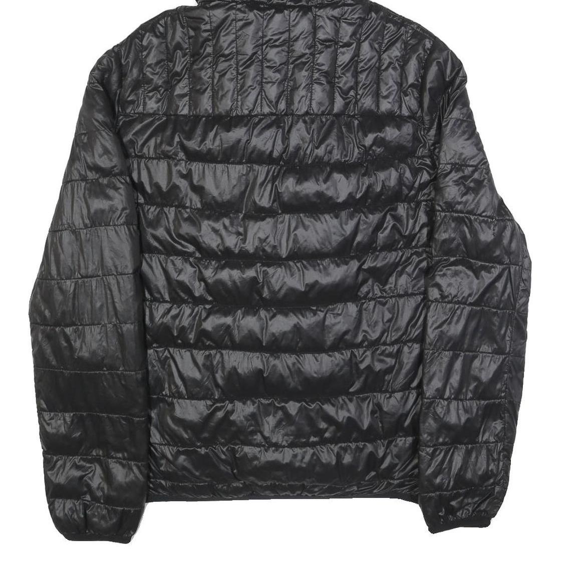 TOMMY HILFIGER Mens Black & Green Puffer Jacket S Nylon Hooded Zip