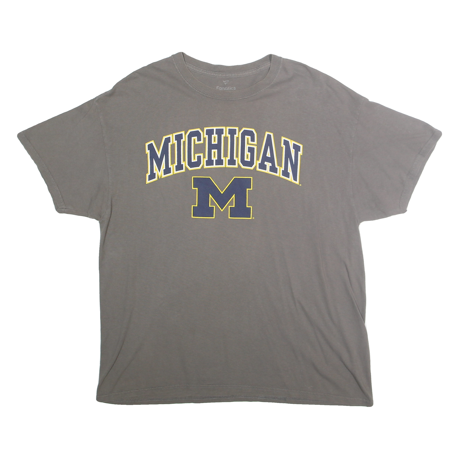FANATICS Mens Grey Michigan Graphic T-Shirt XL Short Sleeve Crew Neck Cotton