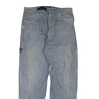 Womens Regular Fit Cotton Blend Blue Trousers W34 L32 Casual Straight Zip