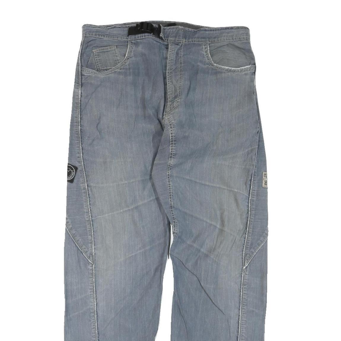 Womens Regular Fit Cotton Blend Blue Trousers W34 L32 Casual Straight Zip