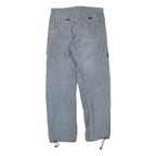 Womens Regular Fit Cotton Blend Blue Trousers W34 L32 Casual Straight Zip