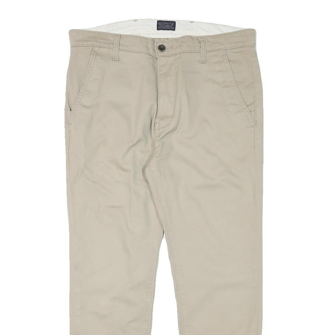 LEVI'S Mens Cotton Blend Beige Slim Tapered Trousers W34 L27 Casual Zip Closure