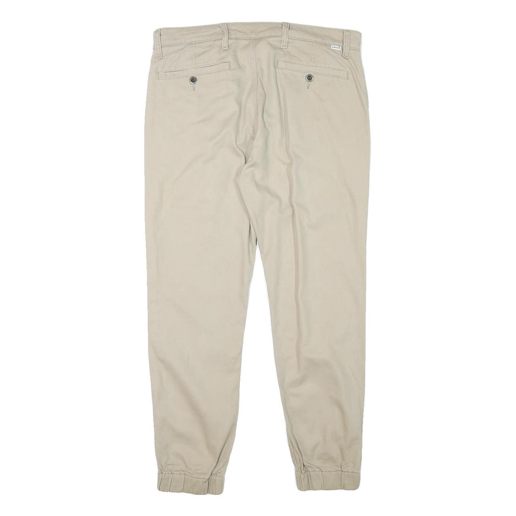 LEVI'S Mens Cotton Blend Beige Slim Tapered Trousers W34 L27 Casual Zip Closure