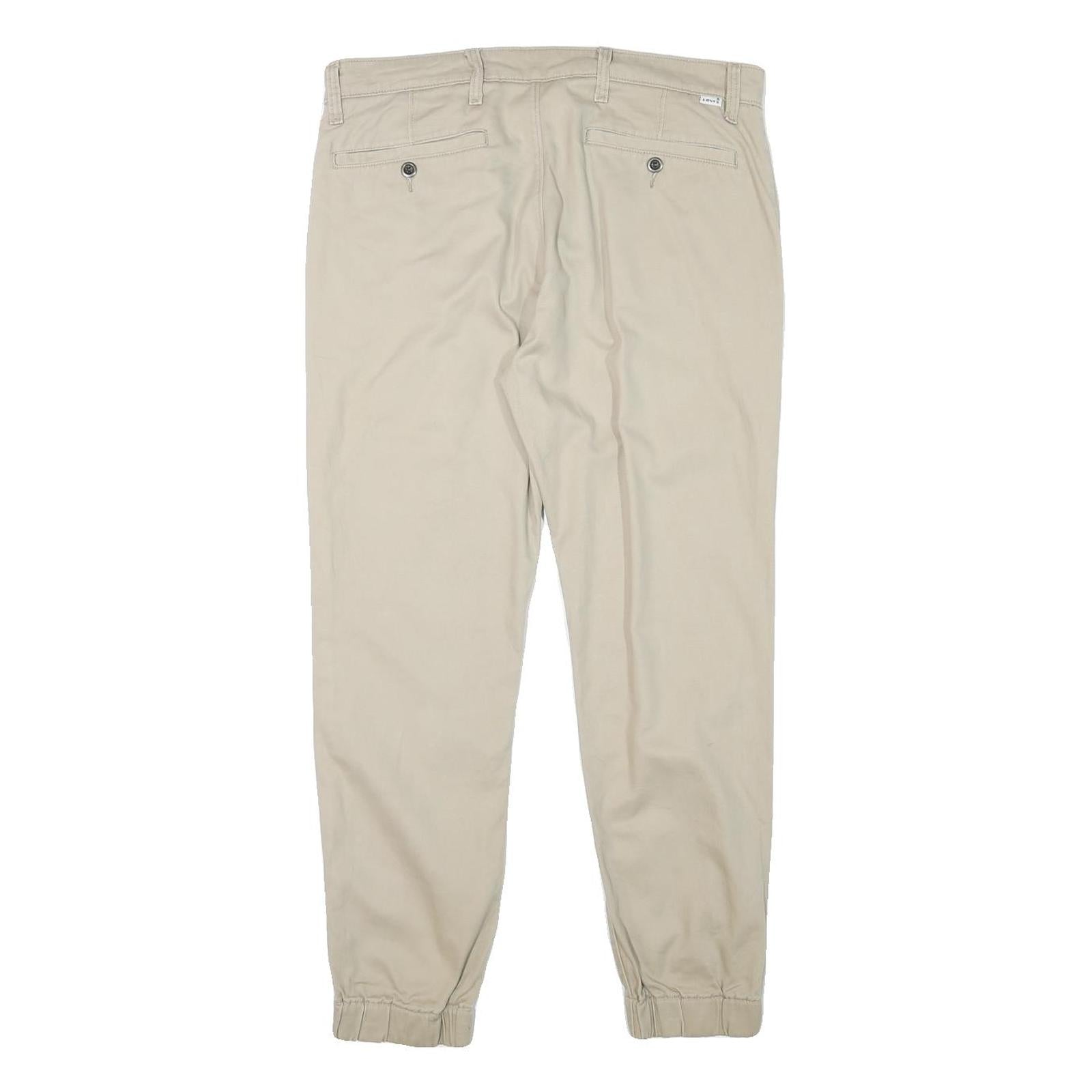 LEVI'S Mens Cotton Blend Beige Slim Tapered Trousers W34 L27 Casual Zip Closure