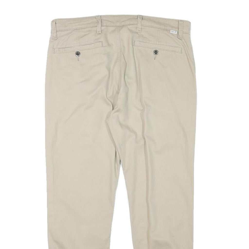 LEVI'S Mens Cotton Blend Beige Slim Tapered Trousers W34 L27 Casual Zip Closure