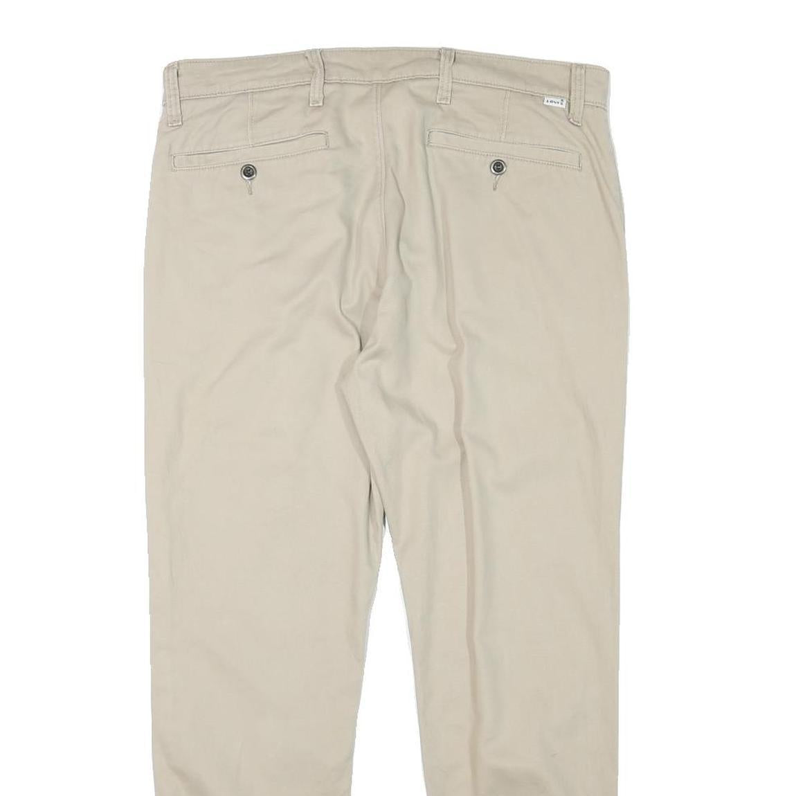 LEVI'S Mens Cotton Blend Beige Slim Tapered Trousers W34 L27 Casual Zip Closure