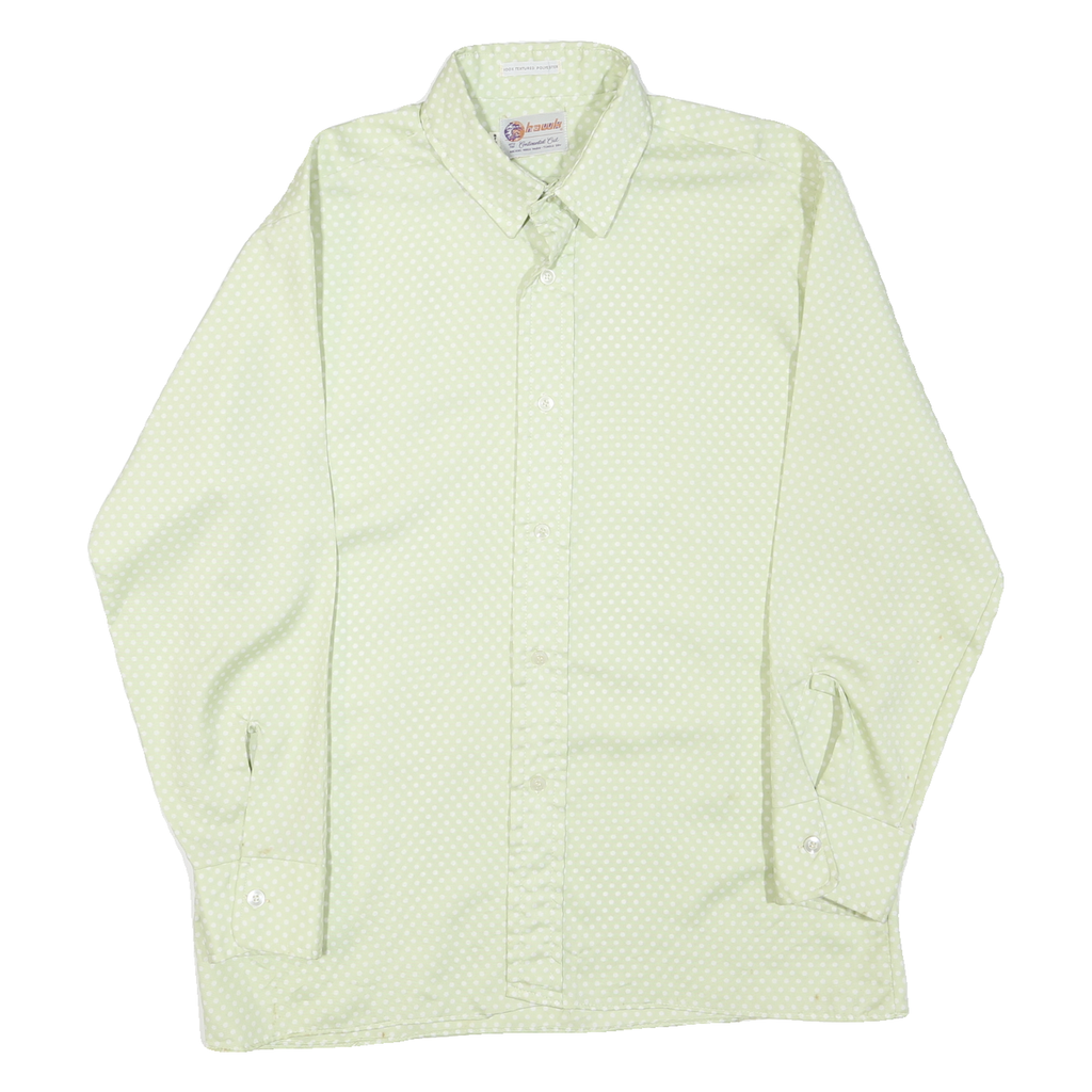 HAWK Mens Cream & White Polka Dot Shirt Long Sleeve Button L