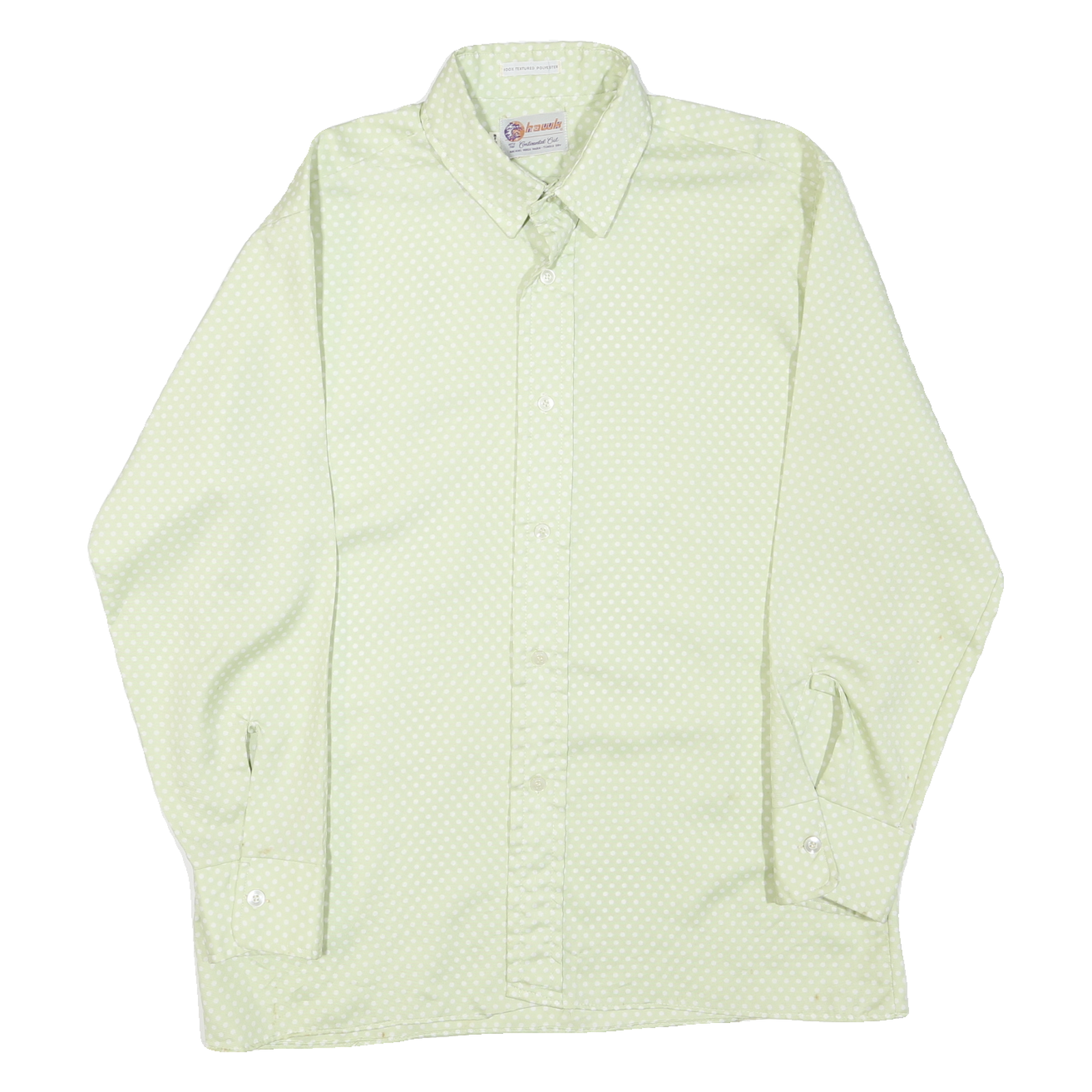 HAWK Mens Cream & White Polka Dot Shirt Long Sleeve Button L