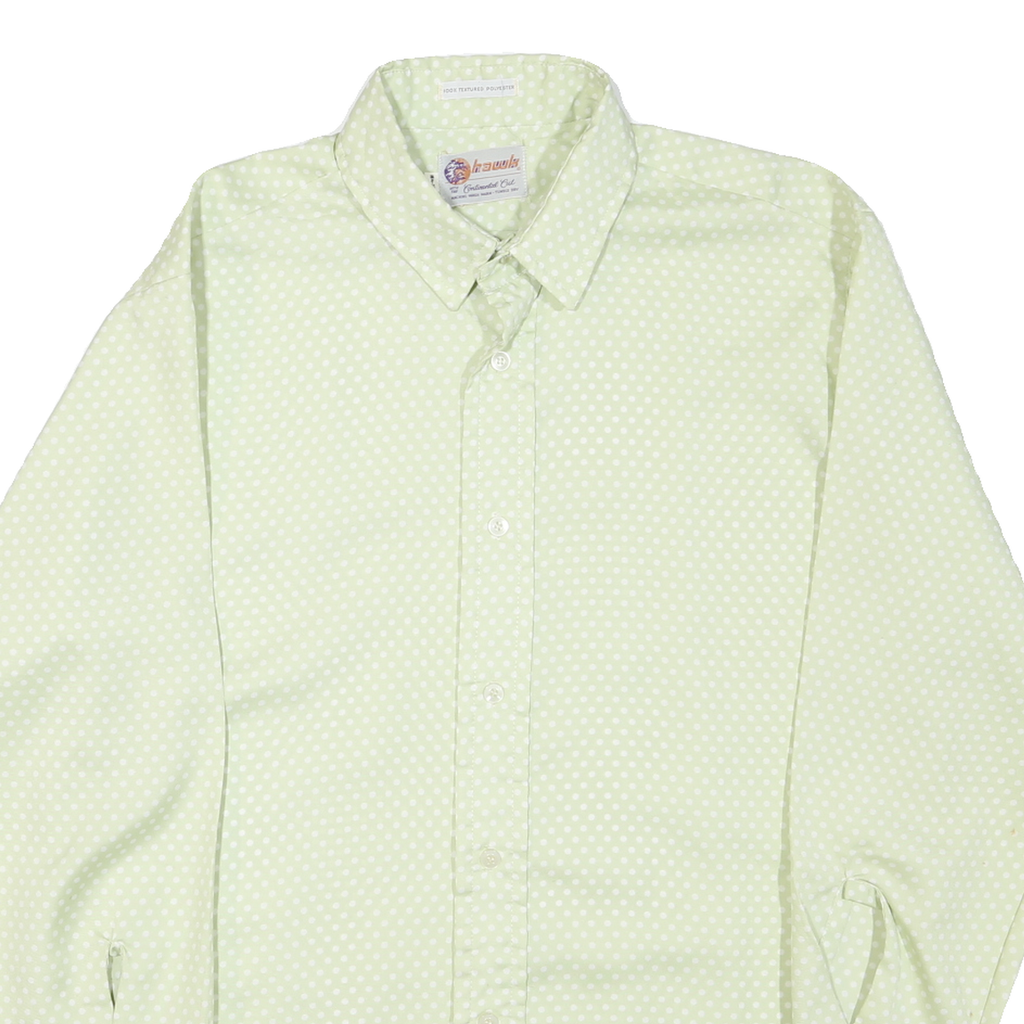 HAWK Mens Cream & White Polka Dot Shirt Long Sleeve Button L