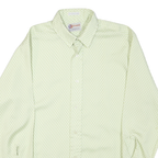 HAWK Mens Cream & White Polka Dot Shirt Long Sleeve Button L