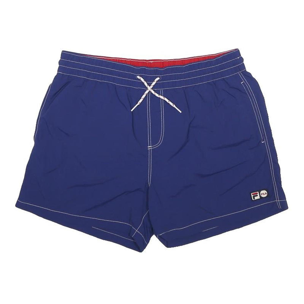 FILA Mens Shorts Blue Casual Nylon L W16 Drawstring Pockets