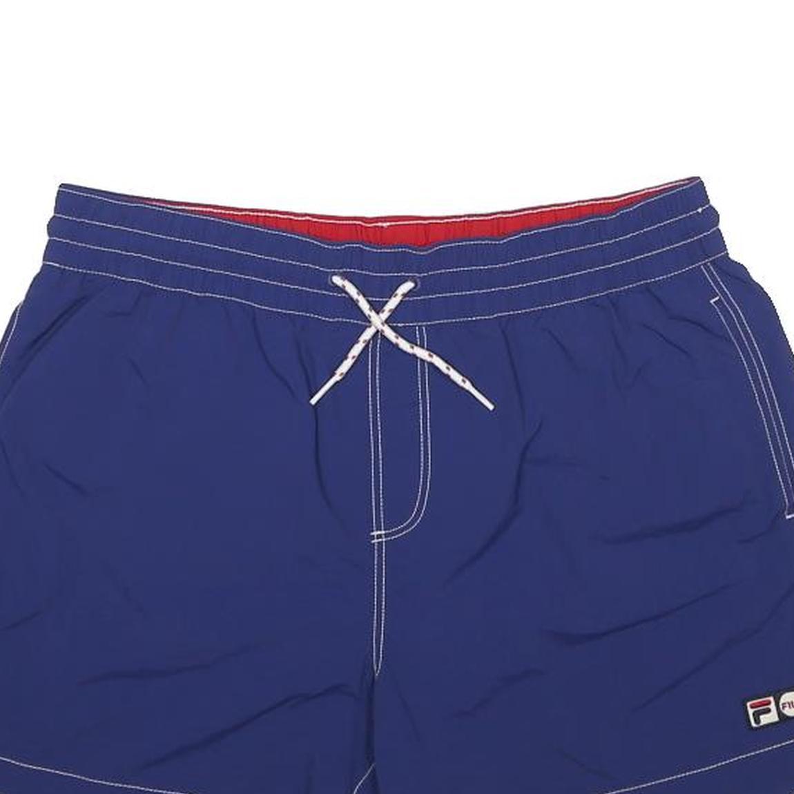 FILA Mens Shorts Blue Casual Nylon L W16 Drawstring Pockets